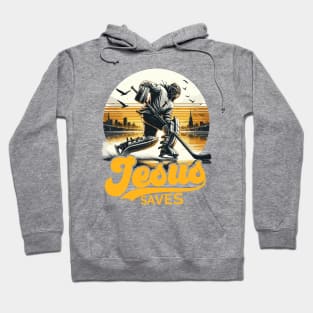 Hockey Jesus Saves Vintage Hoodie